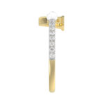 Women�S 10K Yellow Gold Letter �V� Diamond & Pearl Ring 0.10Ct Round Diamond Fine Jewelry - Image 3