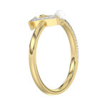Women�S 10K Yellow Gold Letter �V� Diamond & Pearl Ring 0.10Ct Round Diamond Fine Jewelry - Image 4