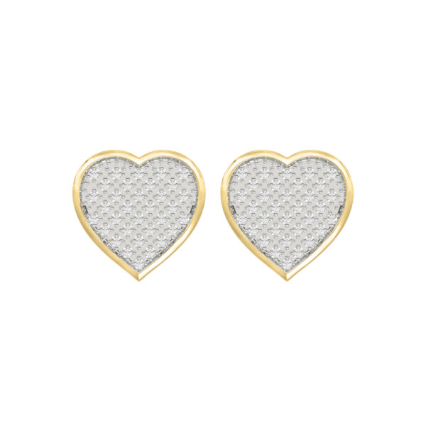 Yuva Brand 10K Yellow Gold  0.25Ct Round Diamond Heart Shaped Earrings Stylish Women Diamond Fashion Earrings