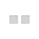 Sterling Silver White 0.25CT Round Diamond Yuva Square Cluster Earrings Women�S Fine Jewelry