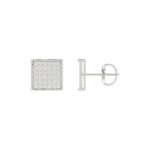 Sterling Silver White 0.25CT Round Diamond Yuva Square Cluster Earrings Women�S Fine Jewelry - Image 2