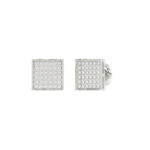 Sterling Silver White 0.25CT Round Diamond Yuva Square Cluster Earrings Women�S Fine Jewelry - Image 3