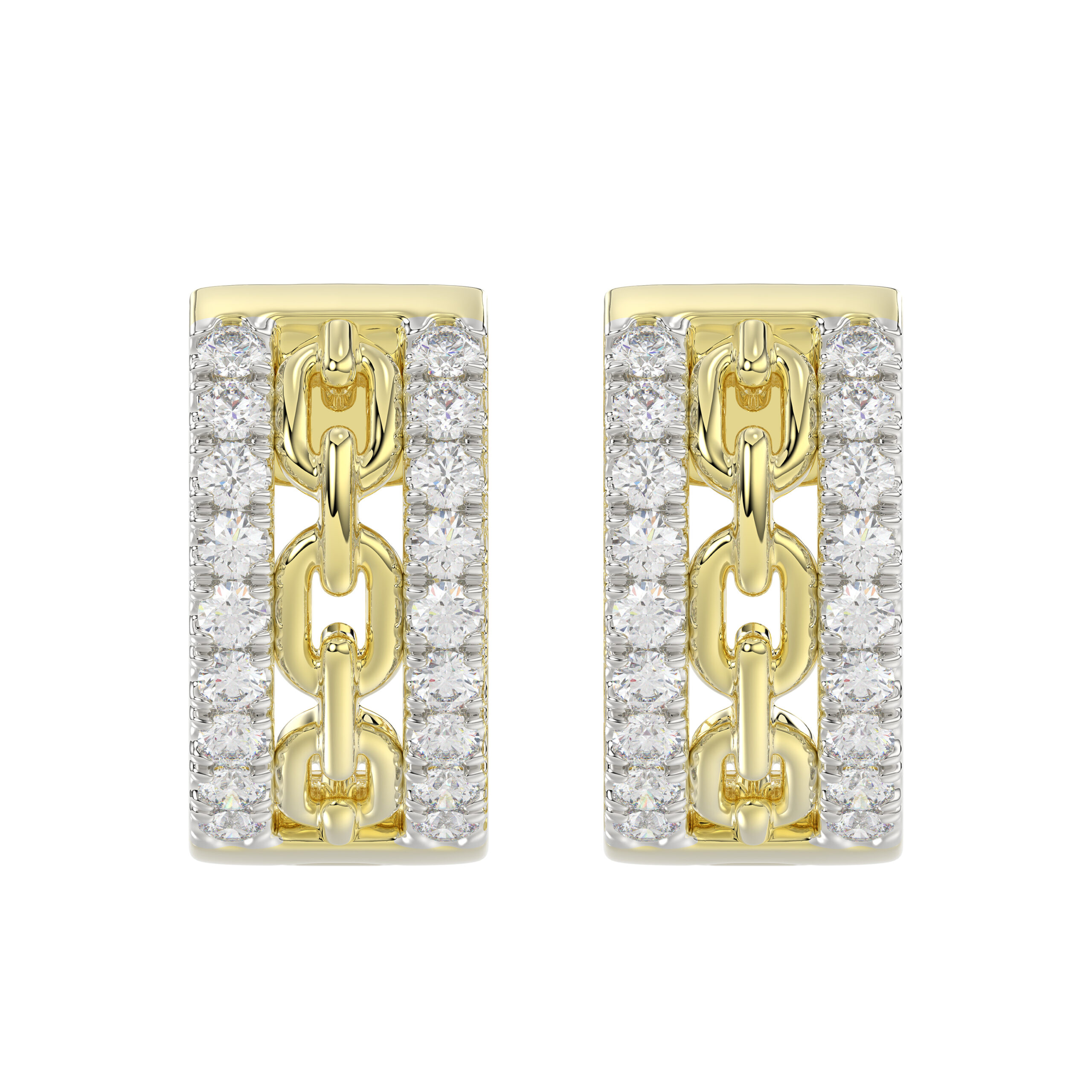 Beautiful 10K Yellow Gold Ladies Hoop Earrings With Sparkling 0.25 Ct Round Diamonds. A Classic And Elegant Fashion Jewelry Design. - Image 1