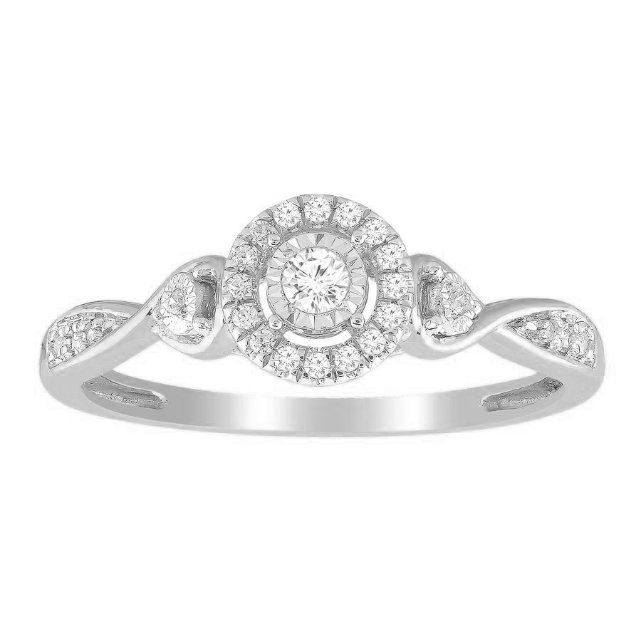LADIES RING 0.15CT ROUND DIAMOND 10K WHITE GOLD - Image 1