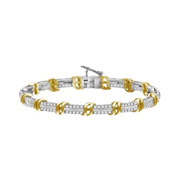 LADIES BRACELET 2.00CT ROUND DIAMOND 10K WHITE/YELLOW GOLD