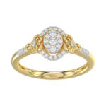 Romantic 10K Yellow Gold Halo Diamond Engagement Ring For Women Fine Jewelry