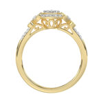 Romantic 10K Yellow Gold Halo Diamond Engagement Ring For Women Fine Jewelry - Image 2