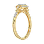 Romantic 10K Yellow Gold Halo Diamond Engagement Ring For Women Fine Jewelry - Image 4