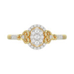 Romantic 10K Yellow Gold Halo Diamond Engagement Ring For Women Fine Jewelry - Image 5