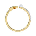 LADIES RING 0.10CT ROUND/PEARL DIAMOND 10K YELLOW GOLD - Image 2