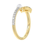 LADIES RING 0.10CT ROUND/PEARL DIAMOND 10K YELLOW GOLD - Image 4