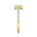 Women�S 10K Yellow Gold Letter �B� Diamond & Pearl Ring 0.10Ct Round Diamond Fine Jewelry - Image 3