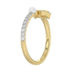Women�S 10K Yellow Gold Letter �B� Diamond & Pearl Ring 0.10Ct Round Diamond Fine Jewelry - Image 4
