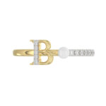 Women�S 10K Yellow Gold Letter �B� Diamond & Pearl Ring 0.10Ct Round Diamond Fine Jewelry - Image 5
