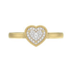 10K Yellow Gold Heart Diamond Ring For Women 0.10Ct Round Diamond Heart Ring - Image 5
