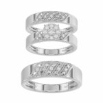 Sterling Silver Diamond Trio Ring Set 0.33Ct Round Women Bridal Engagement Wedding Set Fine Jewelry Gift