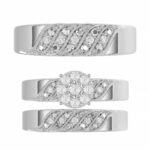 Sterling Silver Diamond Trio Ring Set 0.33Ct Round Women Bridal Engagement Wedding Set Fine Jewelry Gift - Image 5