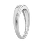 Sterling Silver White Gold Finish 0.15 Ct Round Diamond Men’S Band Classic Men’S Wedding Ring - Image 3