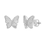 Sterling Silver Round Diamond Butterfly Stud Earrings For Women  0.16 Ct Round Cut Elegant Ladies Earrings - Image 3