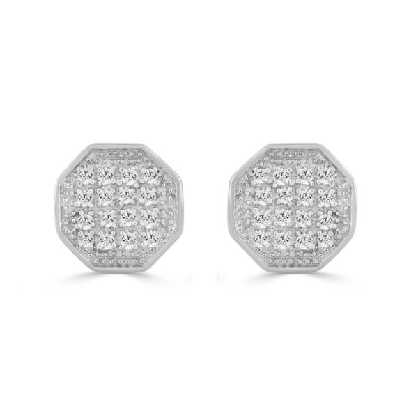Elegant 0.10Ct Round Diamond Yuva Stud Earrings In Sterling Silver Stylish Ladies Everyday Jewelry
