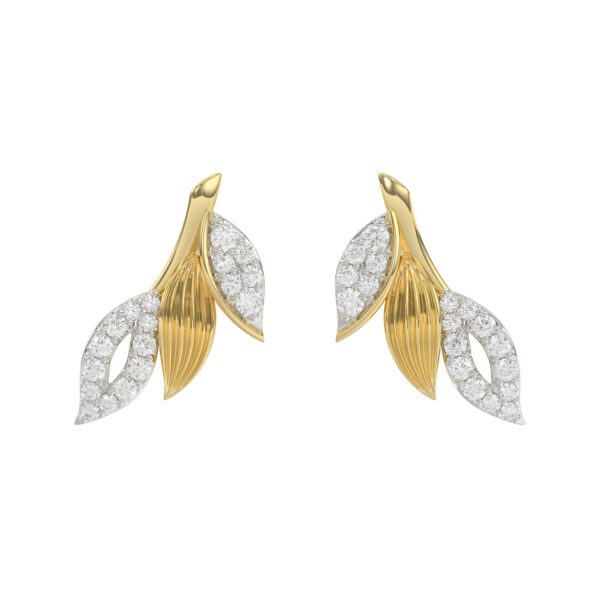 Luxury Ladies 10K Yellow Gold Fashion Earrings 0.25Ct Round Diamond
