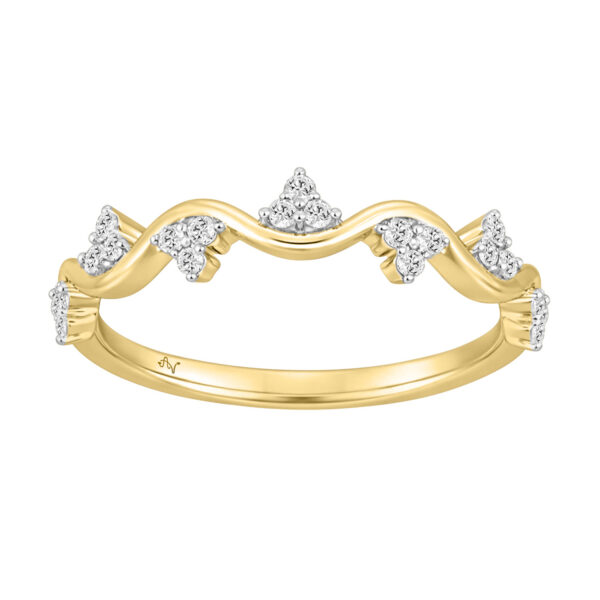 Elegant 10K Yellow Gold Ladies Engagement Band With 0.16Ct Round Diamond