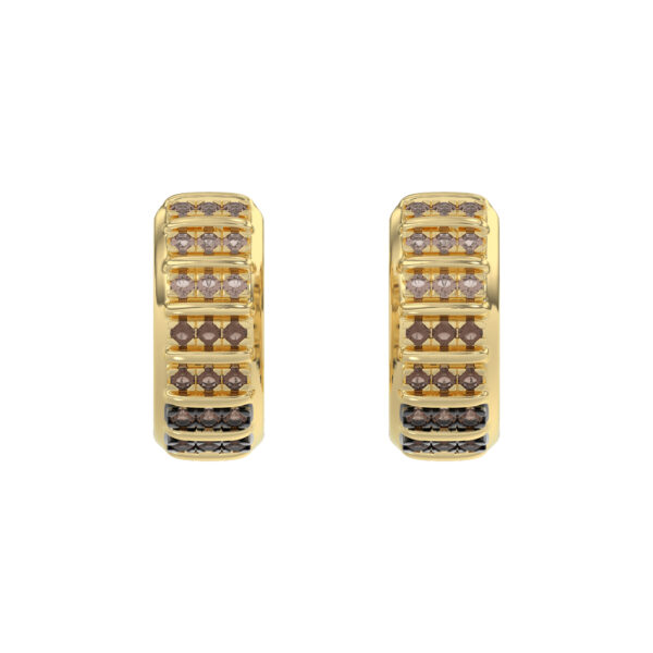 LADIES HOOPS EARRING 0.50CT ROUND/ROUND DARK BROWN DIAMOND 10K YELLOW GOLD