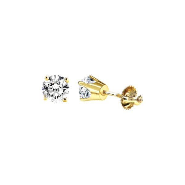 14K Yellow Gold Round Diamond Stud Earrings 0.25CT Elegant Women�S Diamond Jewelry