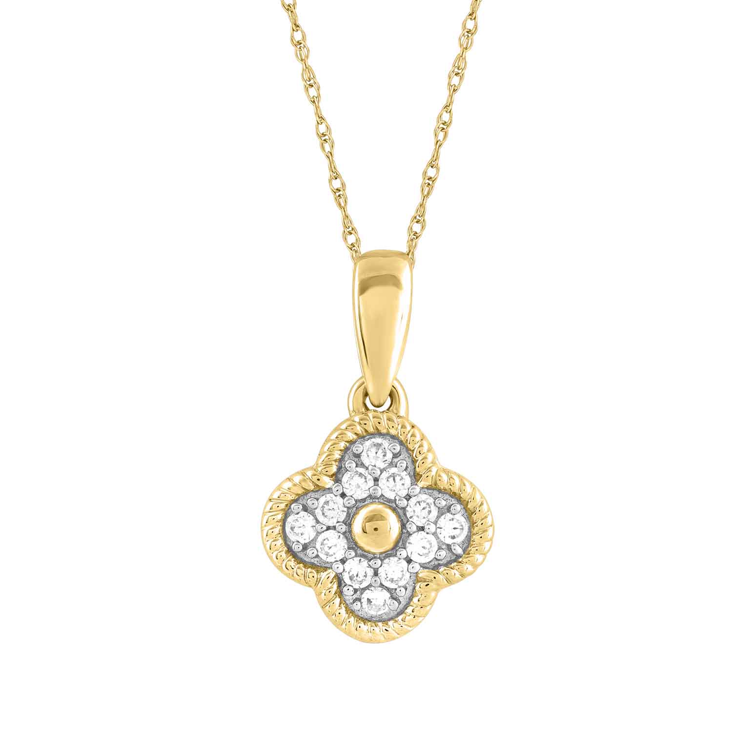 LADIES PENDANT WITH CHAIN 0.15CT ROUND DIAMOND 14K YELLOW GOLD - Image 1