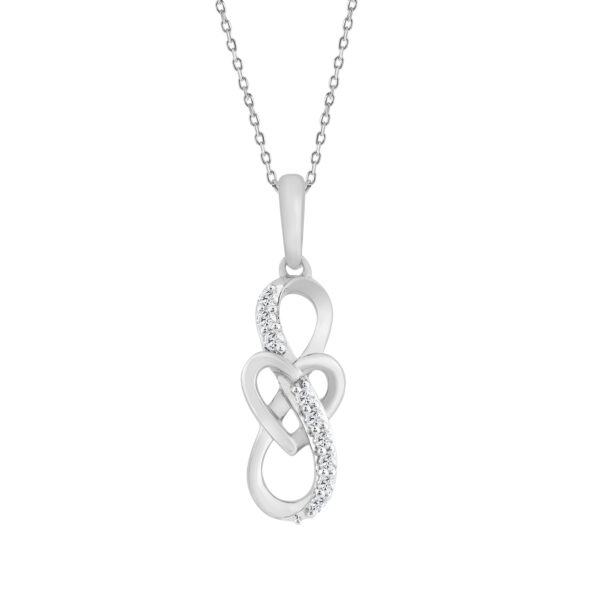ELEGANCE�10K WHITE GOLD 0.10CT ROUND DIAMOND LADIES FASHION PENDANT WITH CHAIN