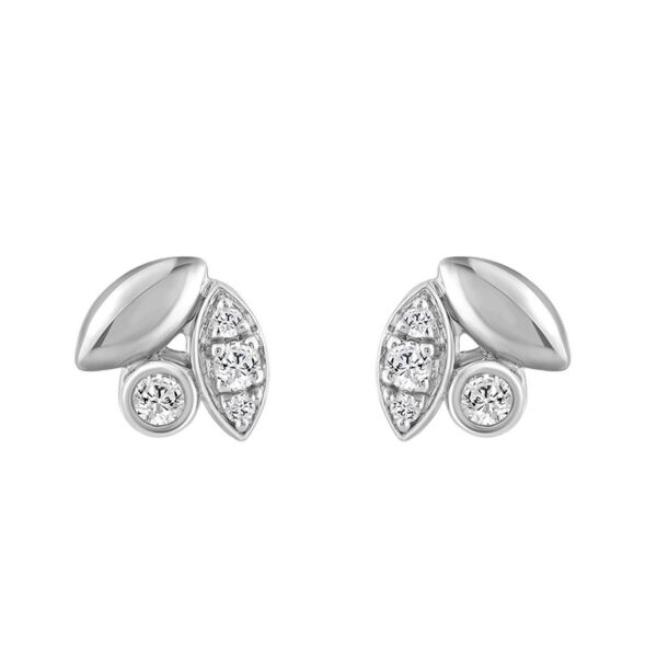Elegance Ladies Round Diamond Cluster Fashion Earrings In 10K White Gold � Marquise Design