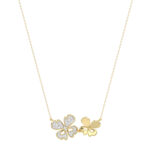 LADIES NECKLACE 0.20CT ROUND DIAMOND 14K YELLOW GOLD
