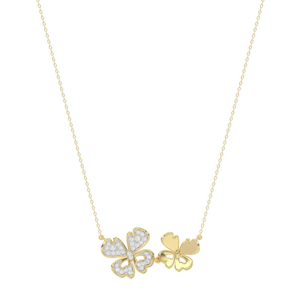 LADIES NECKLACE 0.20CT ROUND DIAMOND 14K YELLOW GOLD
