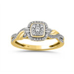 LADIES RING 0.25CT ROUND/BAGUETTE DIAMOND 10K YELLOW GOLD