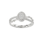 Adies 0.25Ct Round Diamond Sterling Silver White Promise Ring � Halo Oval Design With Split Shank, Elegant Women�S Jewelry
