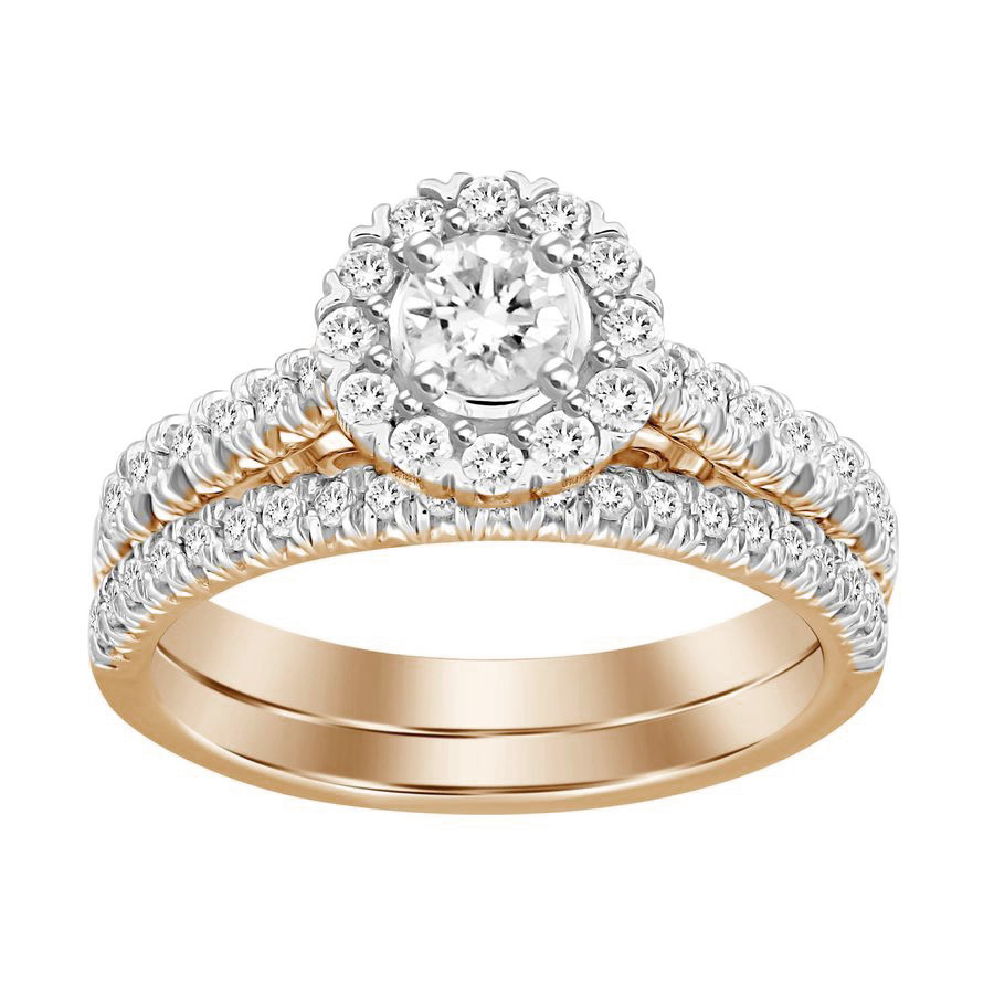 LADIES BRIDAL SET 1.00CT ROUND DIAMOND 14K WHITE GOLD (SI QUALITY) - Image 1