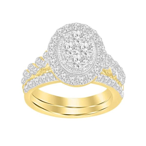 LADIES BRIDAL SET 1.50CT ROUND DIAMOND 14K YELLOW GOLD