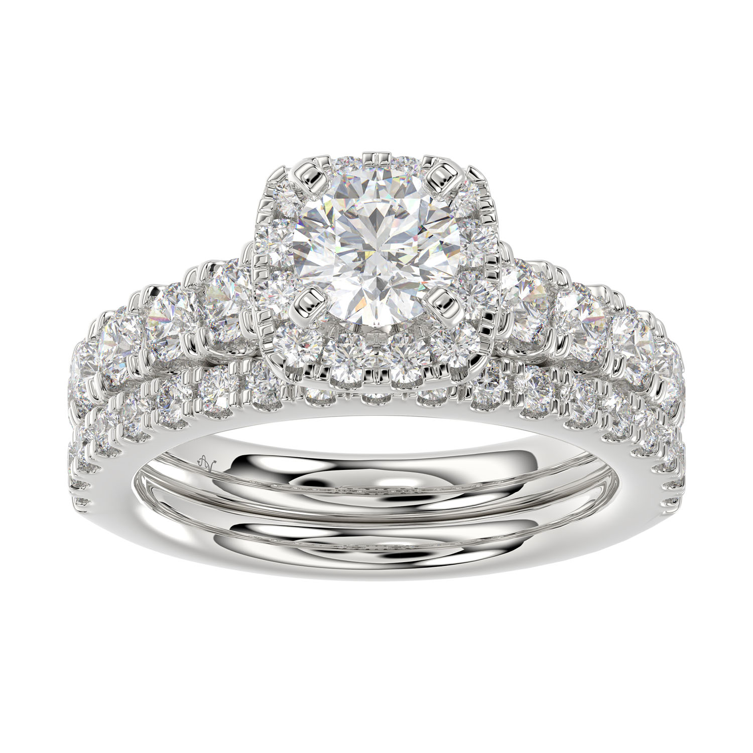 LADIES BRIDAL SET 2.30CT ROUND DIAMOND 14K WHITE GOLD (SI QUALITY) (CENTER STONE 0.75CT ROUND DIAMOND) - Image 1