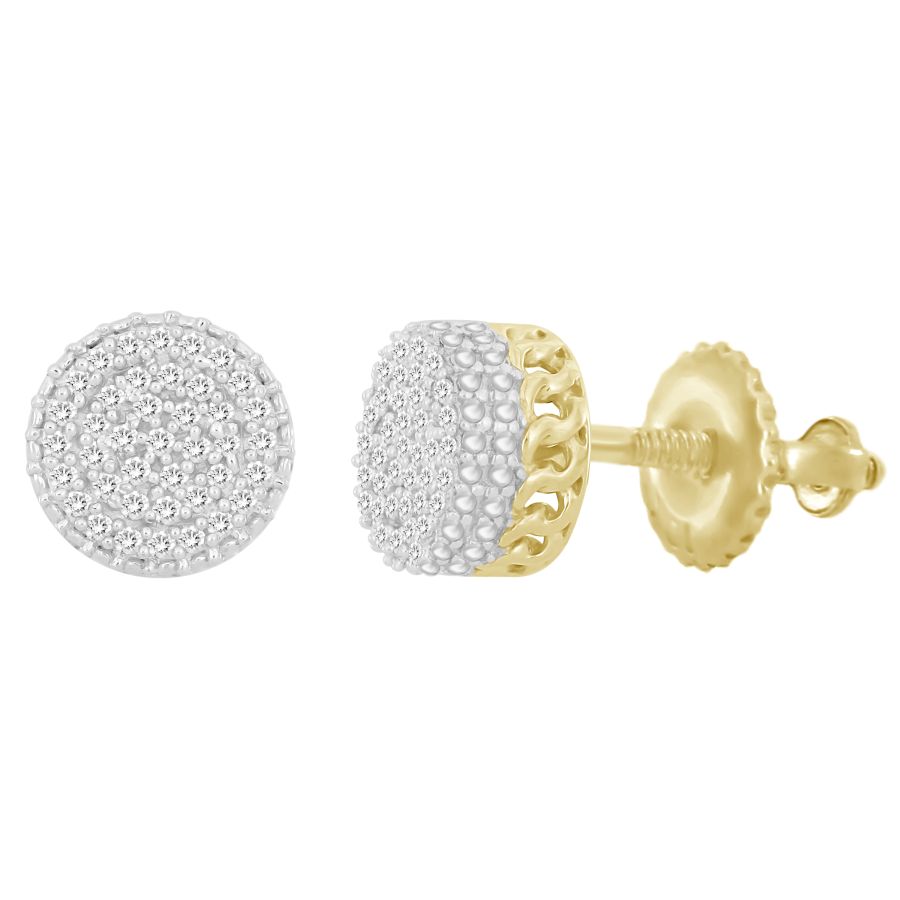 LADIES STUD EARRINGS 0.15CT ROUND DIAMOND 10K YELLOW GOLD - Image 1