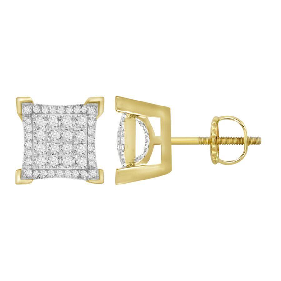 LADIES EARRINGS 0.25CT ROUND DIAMOND 10K YELLOW GOLD - Image 1