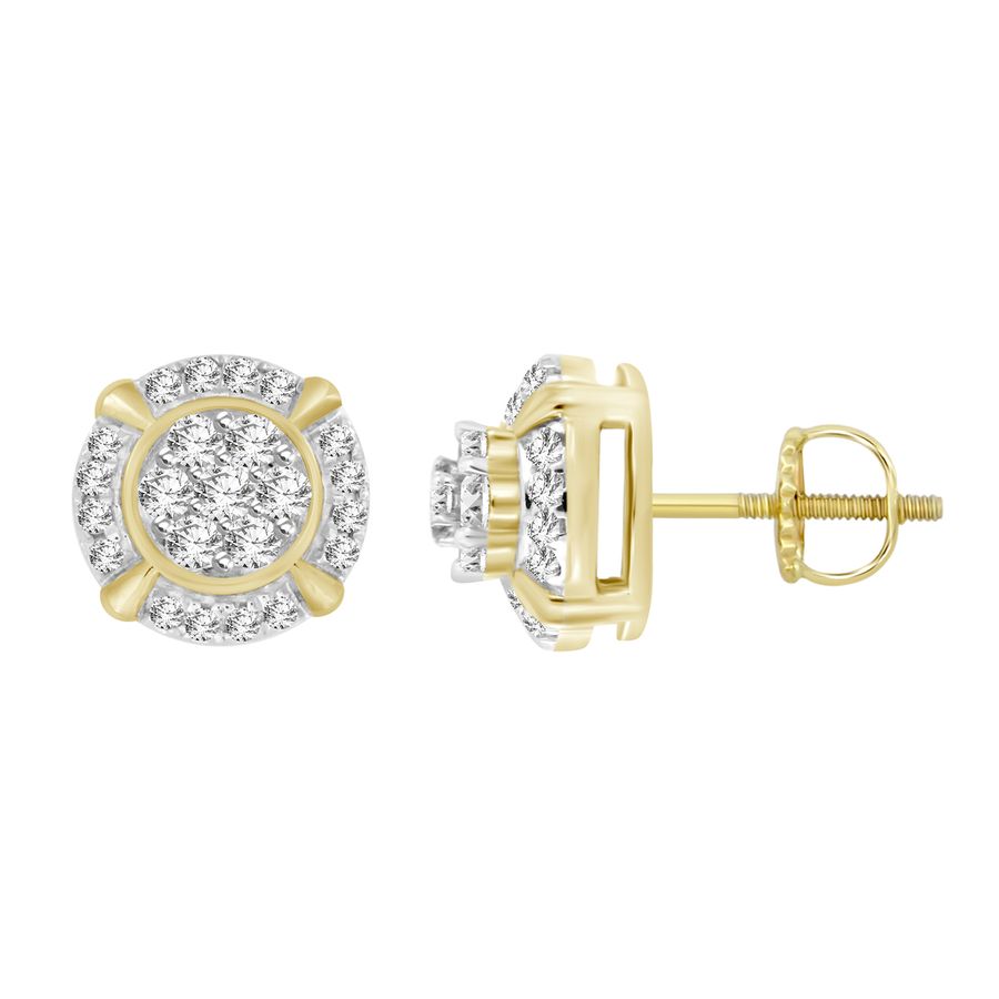 LADIES EARRINGS 0.25CT ROUND DIAMOND 10K YELLOW GOLD - Image 1
