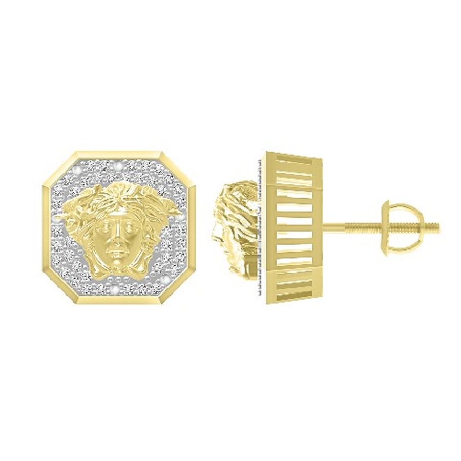 LADIES EARRINGS 0.25CT ROUND DIAMOND 10K YELLOW GOLD - Image 1