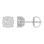 LADIES EARRINGS 0.25CT ROUND DIAMOND 14K WHITE GOLD (SI QUALITY) - Image 2