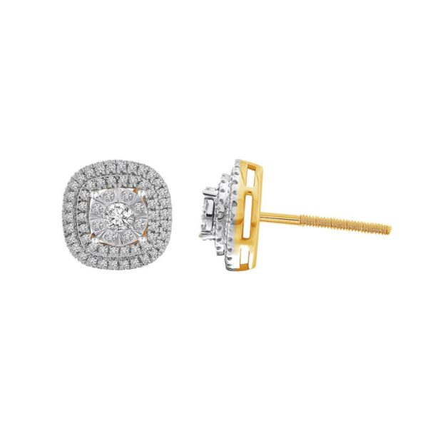 LADIES EARRINGS 0.50CT ROUND DIAMOND 10K YELLOW GOLD