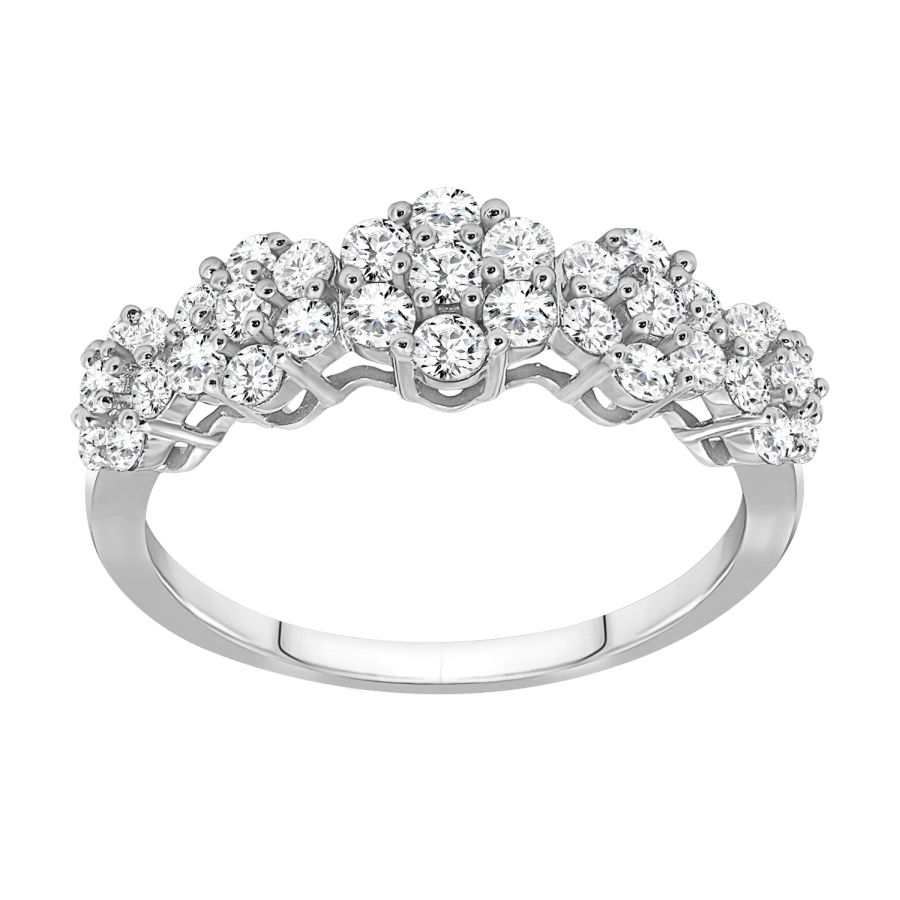 LADIES RING 0.85CT ROUND DIAMOND 10K WHITE GOLD - Image 1