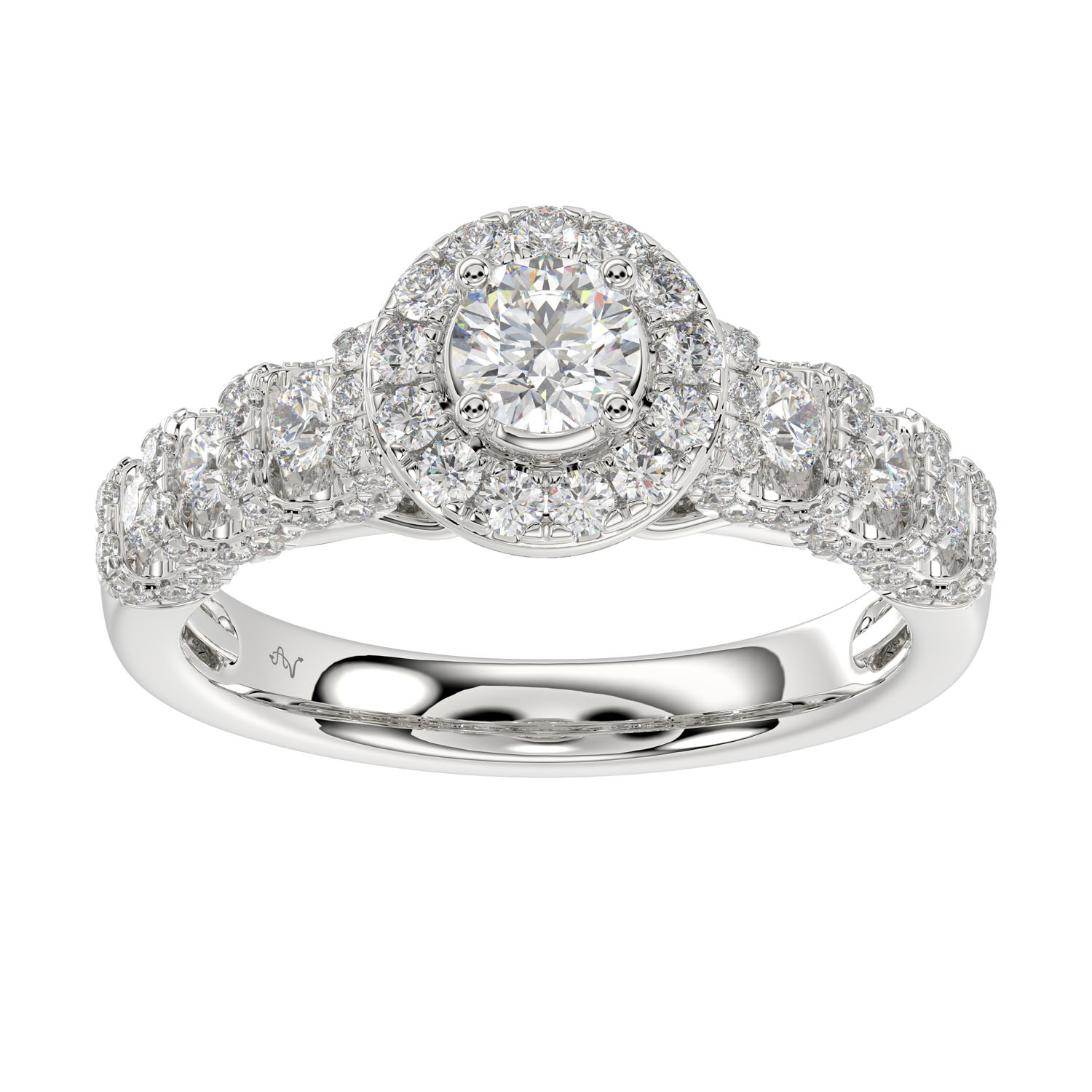 LADIES RING 1.00CT ROUND DIAMOND 14K WHITE GOLD (SI QUALITY) - Image 1