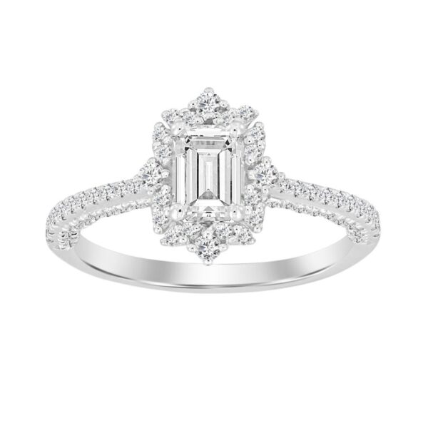 LADIES RING 1.00CT ROUND DIAMOND 14K WHITE GOLD (SI QUALITY)