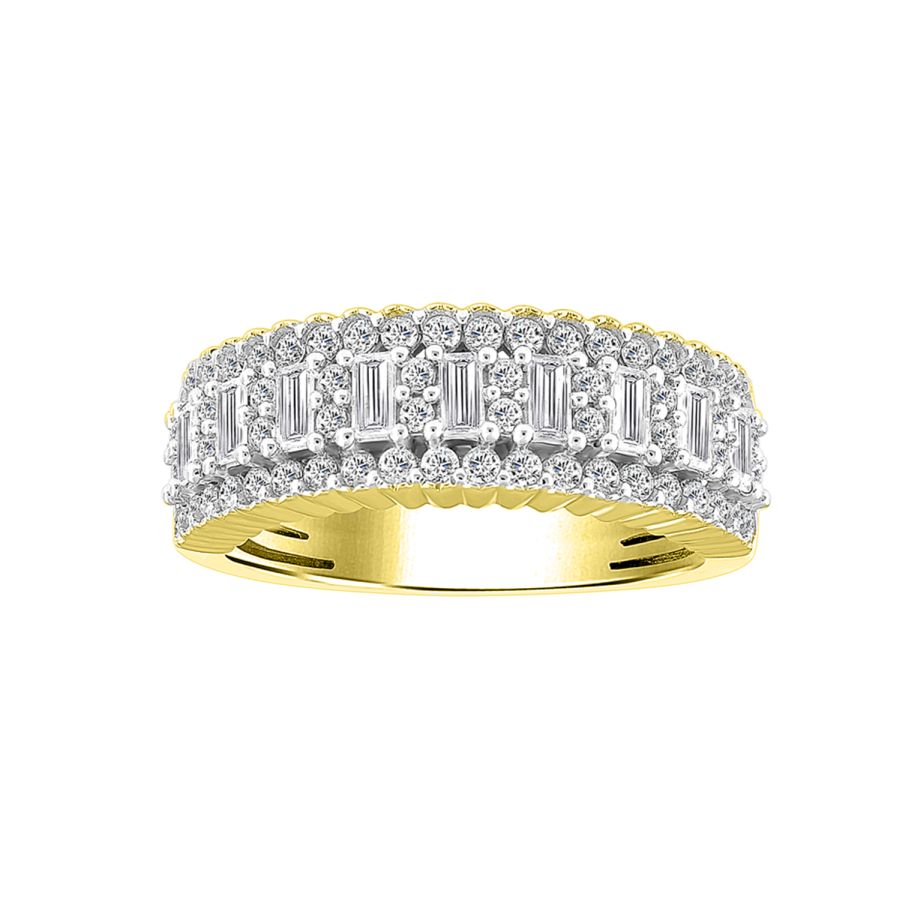 LADIES RING 1.00CT ROUND/BAGUETTE DIAMOND 14K YELLOW GOLD - Image 1