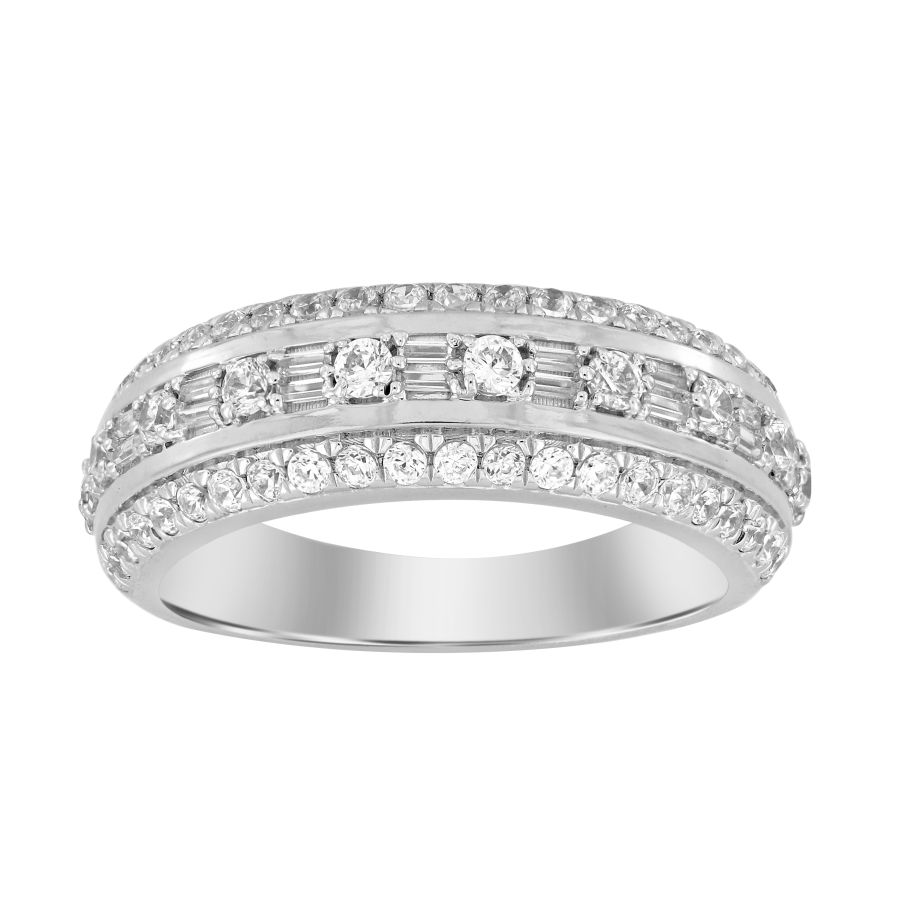 MEN'S BAND 1.00CT ROUND/BAGUETTE DIAMOND 10K WHITE GOLD - Image 1