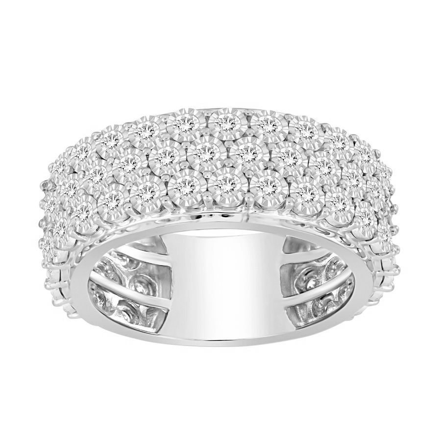 MEN'S BAND 1.50CT ROUND DIAMOND 10K WHITE GOLD - Image 1